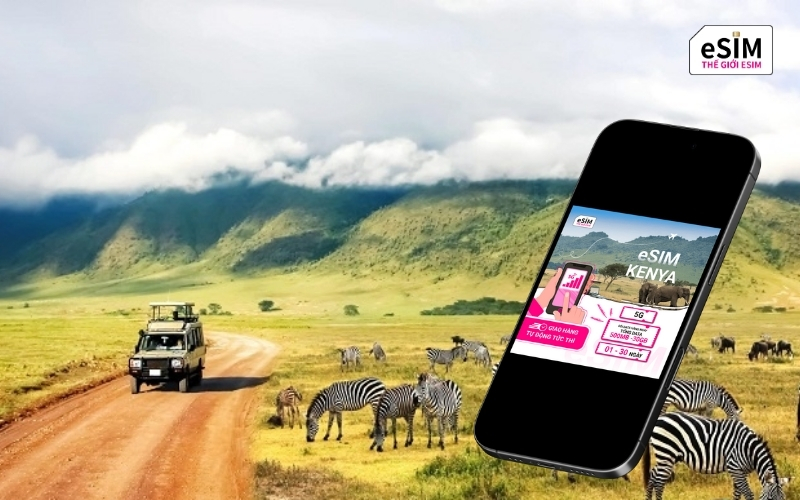 Hãy bật chuyển vùng dữ liệu và tuyệt đối không xóa eSIM để duy trì kết nối tại Kenya.